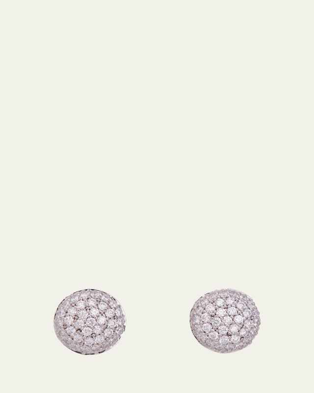 18K White Gold The Perfect Pave Button Large Stud Earrings